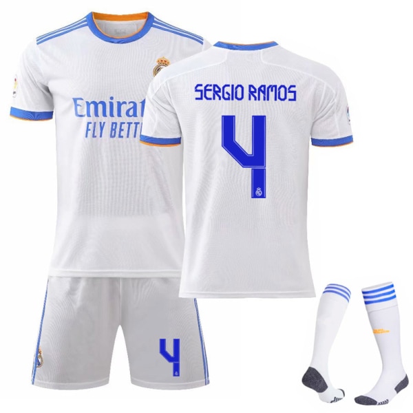 21-22 Real Madrid hjemmebanetrøje nr. 7 Ronaldo Madrid udebanetrøje Mbappe nr. 7 fodbolduniform holduniform træningsuniform nr. 9 No. 4 + socks 24 yards