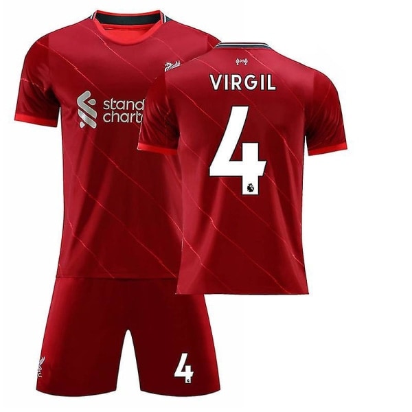 21/22 Liverpool Hjem Salah Fotballskjorte Treningspakke VIRGIL NO.4 VIRGIL NO.4 28 (150-160)