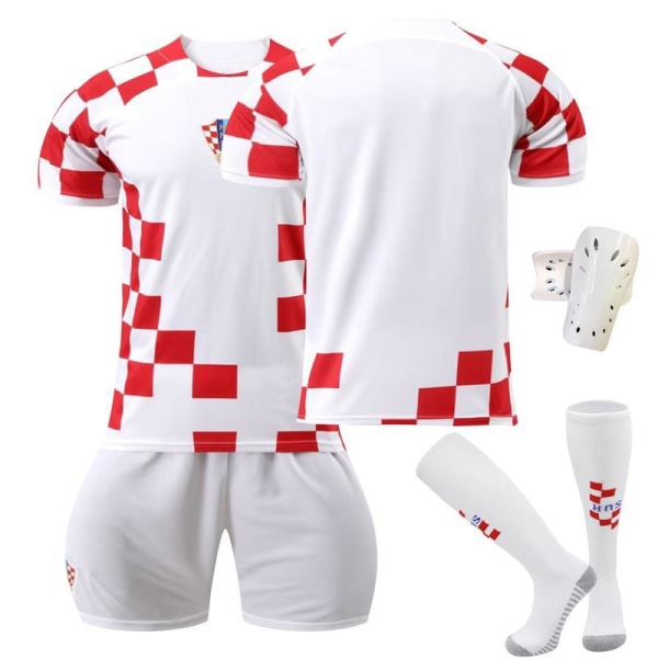 22-23 nya Kroatien hem nr 10 Modric fotbollströja dräkt VM-tröja med originalstrumpor No. 10 with socks + protective gear #M