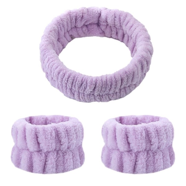 Spa Hodebånd Ansiktsvaske Armbånd Purple