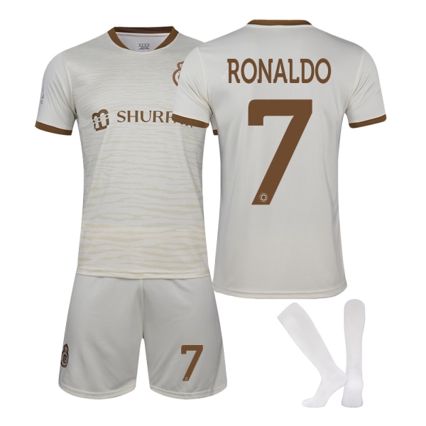 22-23 Riyadh Victory No. 7 Ronaldo jalkapalloasuasu Saudi Arabian League valkoinen pelipaita numerolla ja sukat Riyadh 2 guests without number XXL