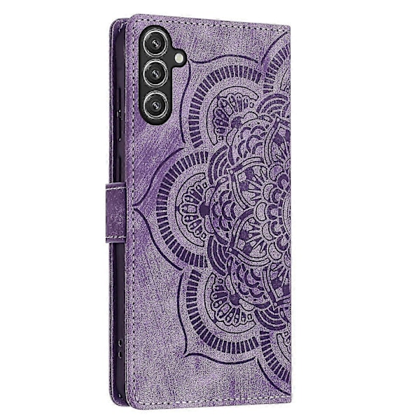 Frosted Læder Etui til Mandala Emed Retro Telefon Lilla(FQ) For Samsung Galaxy S24 FE 5G Purple