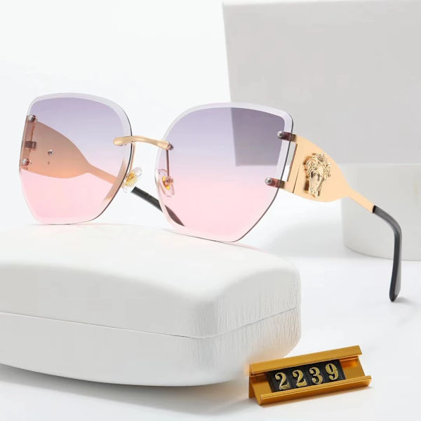 Nye Metal Rimless Solbriller Mænd Luksus Mærke Fashion Oversized Solbriller 2024 Designer Shades Solbriller Til Kvinder Mænd 2239-C02 Glasses with brand logo