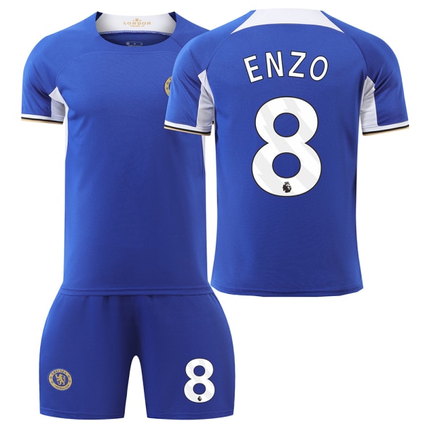 Säsongen 23-24 Chelsea hemma nr 8 Enzo 7 Sterling 6 Silva tröja vuxna barn män och kvinnor No socks size 8 26 yards