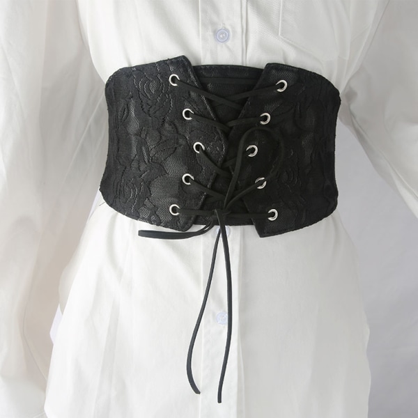Damlinning i spets med elastisk linning dekoration med kjol och skjorta med volang i midjan svart