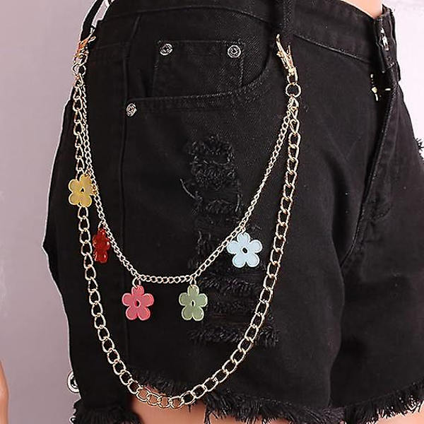 Regnbue Jeans Kæde Bjørn Kæde Punk Bukser Kæde Hip Hop Rock Kæder Charm Multilayer Tegnebog Nøglekæde Til Kvinder Piger Bukser Tilbehør