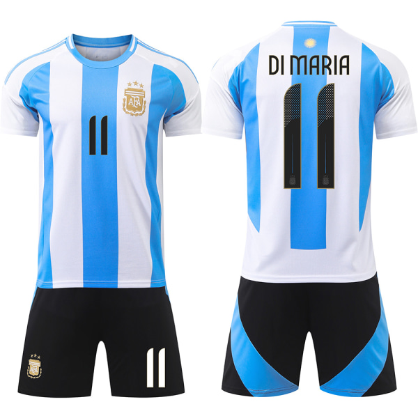 2024 Argentina fotbollströja nr 10 Messi Messi 11 Di Maria Copa América tröja barn svart byxdräkt No socks size 11 28 yards