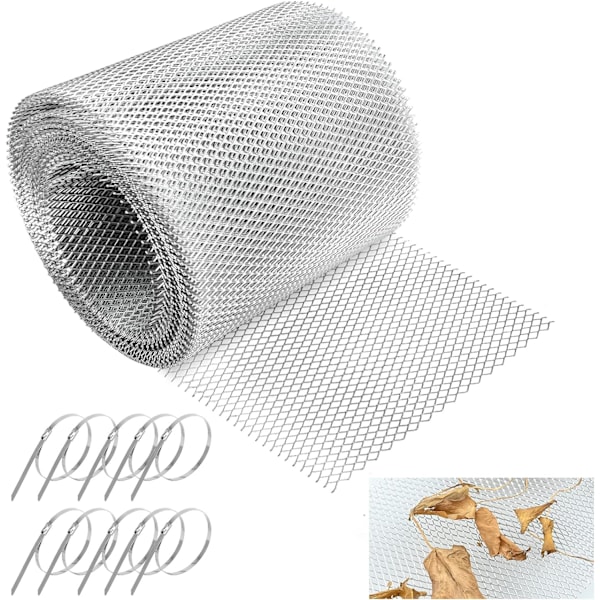 Aluminium takrennebeskyttelse 16cm x 12.2m, filter metall takrennebeskyttelse rull nettblad sil takrenne mousse, skitt, gjørme og ruskbeskyttelse kan kuttes til størrelse 16 Cm X 12.2 M 1 roll
