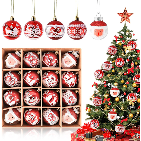 16 st Julgranskulor 6cm Set Julgranskulor i Plast