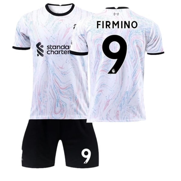 22-23 Liverpool udebanetrøje 11 Salah grå og hvid fodbolduniformssæt nr. 9 Firmino trøje med sokker 2223 Liverpool away number 23 #18