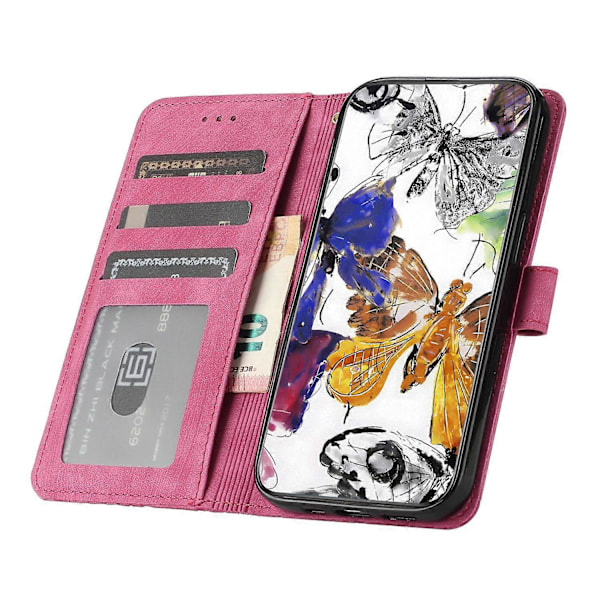Ihokoskettava perhoskuvioinen PU-nahkakotelo telineellä ja lompakkotoiminnolla Motorola Moto G7 Powerille - Monivärinen Multicolor Style B