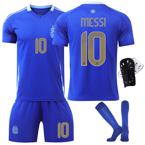 2024 Argentina udebanefodboldtrøje nr. 10 Messi 11 Di Maria America's Cup trøje børnesæt No size socks + protective gear 26 yards