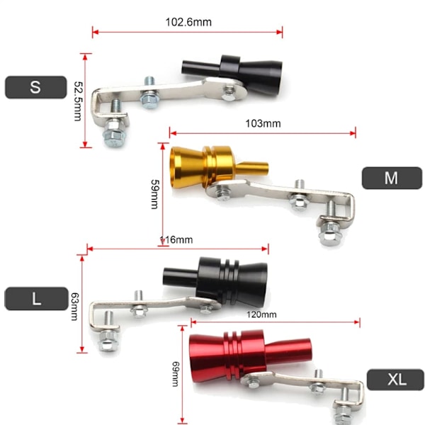 Turbo Whistle eksosrør Oversized Roar Maker for biler og motorsykler, Bil Turbo Sound Whistle eksoslyd Booster Silver Silver Silver M