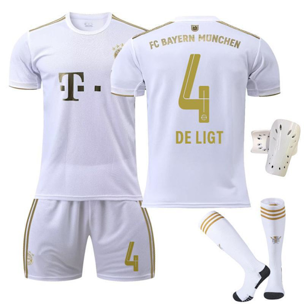 22-23 Bayern vierasvalkoinen nro 17 Mane 6 Kimmich 4 De Ligt 25 Muller 10 Sane jalkapallopaita No. 4 w/ Socks & Gear #18