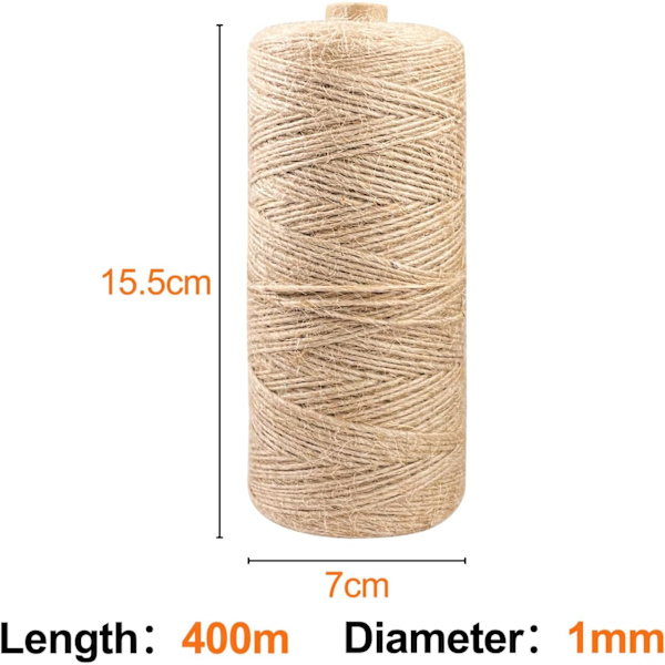 Trädgårdssnöre, pysselsnöre, (1 mm/400 M), för förpackning, gör-det-själv