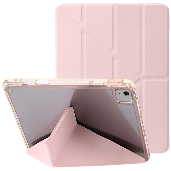 PU Læder Etui til iPad Air 11 (2024) med Origami Stativ og Transparent Tablet Etui - Pink - WELLNGS Pink