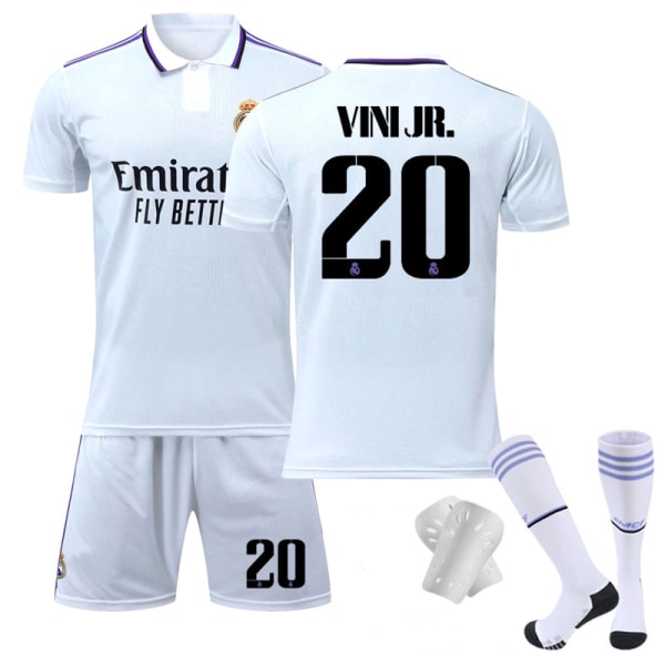 22-23 Real Madrid hemma nr 9 Benzema nr 10 Modric nr 20 Vinicius fotbollströja set 23 Real Madrid home 20,socks + gear XL#