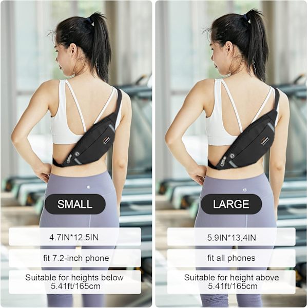 Liten Fanny Pack Vanntett Belteveske for Kvinner Crossbody Fanny Packs med Hodetelefonkontakt for Løping Reise Fotturer Lett Bum Bag Svart