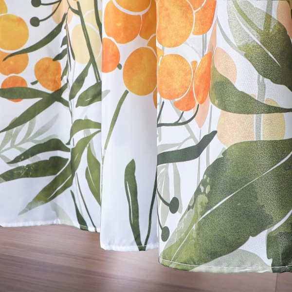 Gul Plante Stof Bruseforhæng, Bruseforhæng Badeværelse, Vandtæt Hurtigtør Polyester Stof 72\" B x 72\" L med Kroge
