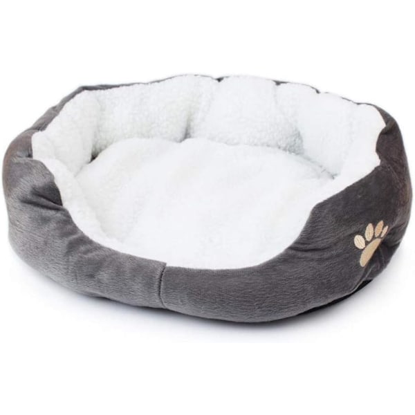 Pet bed for cats and small medium dogs Basket with pillow round or oval donut shape Nesting pet bed, gray, 50 * 40, B