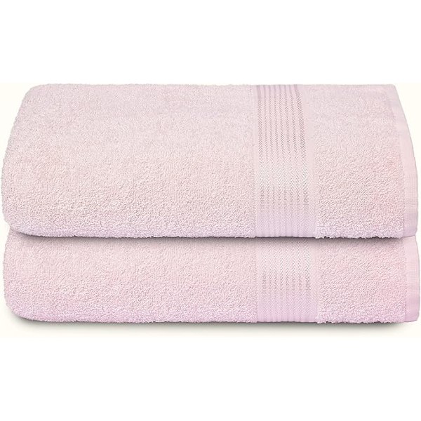 Puuvillaiset Ylisuuret Kylpypyyhkeet 2-Pakkaus 70 x 40 cm, Suuret Kylpypyyhkeet, Ultra Imuvat, Kompaktit, Nopeasti Kuivuvat ja Kevyet - Elegantti Vaaleanpunainen Elegant Pink