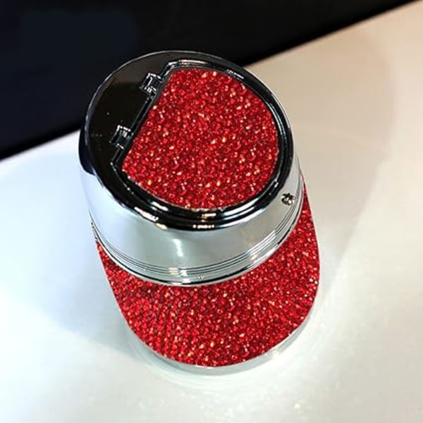 Avtagbar bilaskkopp, askkopp med lock, glänsande strass paljetter