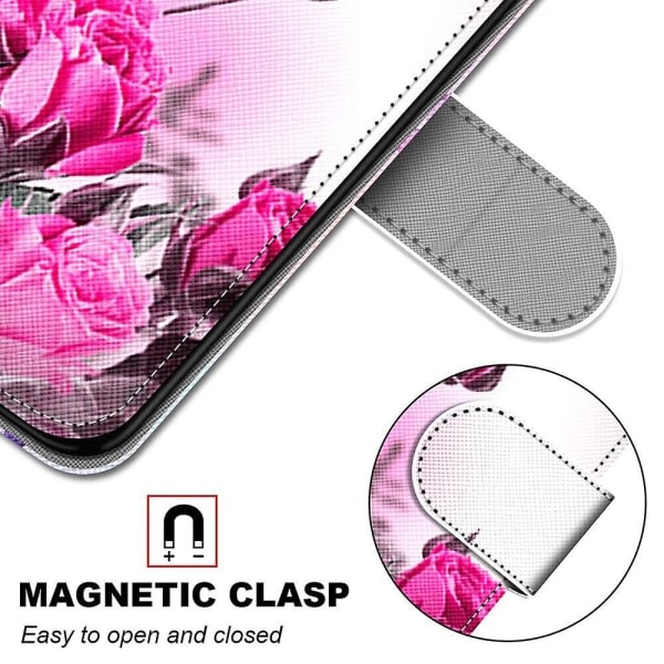 SQBB Etui for Samsung Galaxy Xcover 5 Deksel Magnetiske Spor Kreativ Roseblomst Mønster Etui Coque