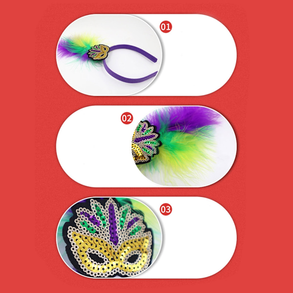 Mardi Gras-hovedbånd til piger, damer, fjerhovedbånd til banketfotografering 0.03 Headband mask