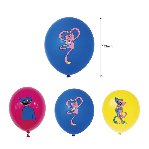 Poppy Playtime Huggy Wuggy Barnefest Ballonger Banner Kakedekorasjoner Sett Dekorasjon Tilbehør