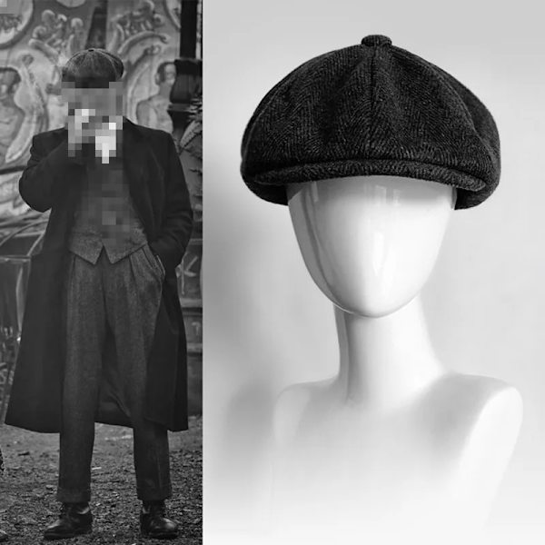 Retro Newsboy Caps Herr Caps för män Brittiska målarhattar Höst Vinter basker Herringbone Flat Cap Hip Hop basker Gorras gray 2