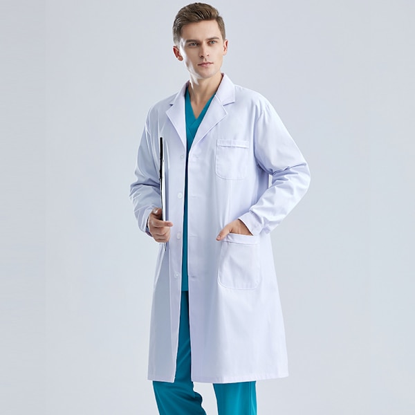 Professionell herrlabbrock långärmad polybomull medicinsk rock