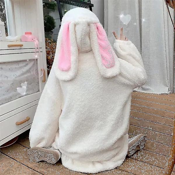 Naisten söpö pupunkorvahuppari, pörröinen, pehmoinen pupuneulepaita, hupullinen pusero, pitkähihainen, kawaii