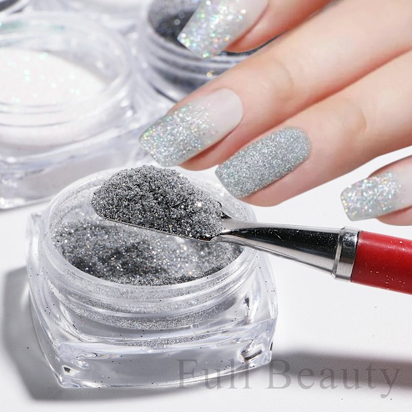 6 kpl Kynsi Tarrat Värit Glitter Set Syksy ja Talvi Timantti Roskakori Pink Champagne Sekvenssit Kynsi Glitter Kynsi B color