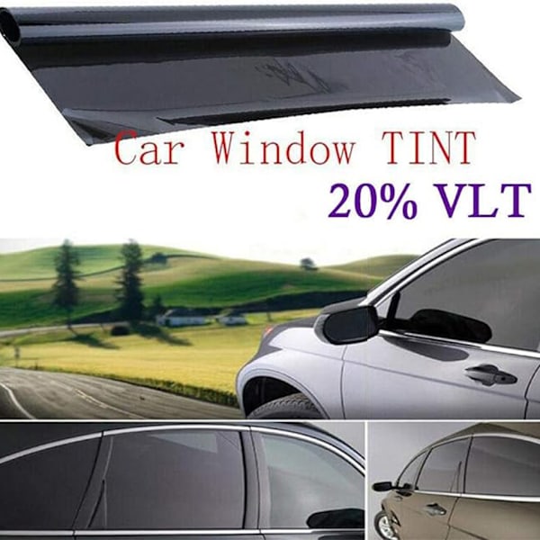 1/3 gjennomsiktig farge reflekterende tint film for bilvinduer svart+15 black+15 Set