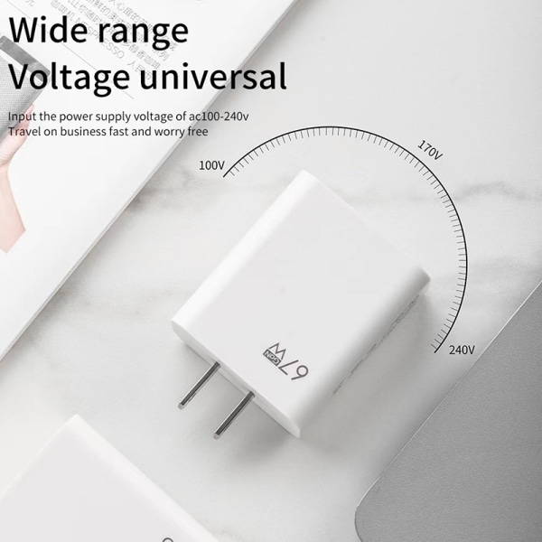 67W hurtigoplader USB Type C opladeradapter til iPhone 15 14 13 hvid white UK