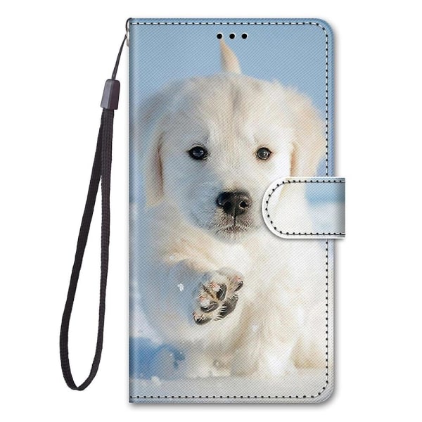 SQBB-kotelo Samsung Galaxy A52s 5g:lle, magneettiset korttipaikat, luova valkoinen koiranpentukuviokotelo