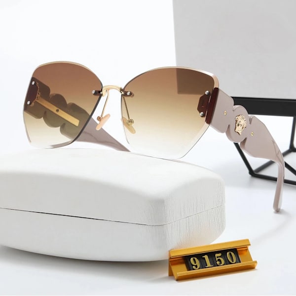 Nye Metal Rimless Solbriller Mænd Luksus Mærke Fashion Oversized Solbriller 2024 Designer Shades Solbriller Til Kvinder Mænd 2239-C02 Glasses with brand logo