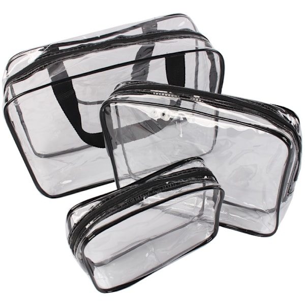 Toiletry Bags 3 in 1 Gift Makeup Bags & Cases Plastic Bag Clear PVC Travel Bag Brushes Organizer for Men and Women Travel Business Bathroom Sunmostar