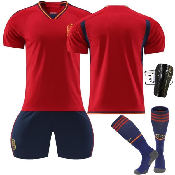 Fotballdraktsett for Spania hjemme rød nr. 9 Gavi 7 Morata 10 Pedri 17 Fati VM 22-23 Size 7 with socks + protective gear #28