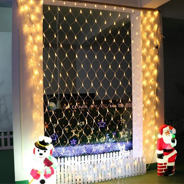 120-672 LED Net Mesh Fairy String Lights Utomhus Juldekorasjon 8 Moduser Vanntett Bryllupsfest Lys EU/UK/AU Plugg Blue