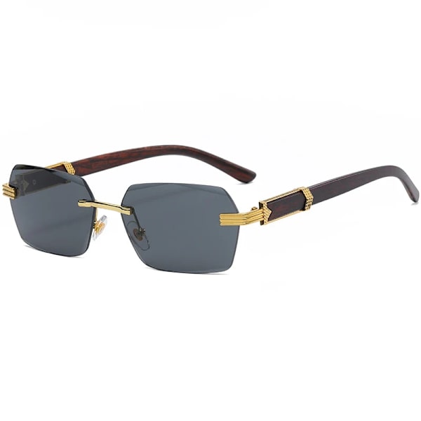 2024 Uusi brändi Metalli Timanttileikatut Aurinkolasit Luxury Miesten Aurinkolasit Kehyksettömät Neliönmuotoiset Puunväriset Pienet Aurinkolasit Naisten Varjo Lasit Gold/Blue Rimless Style Sunglasses