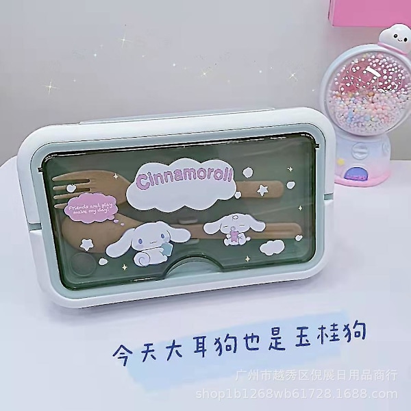 Born Pretty Sanrios Kuromi Cinnamoroll Mymelody Kawaii Anime Tegnefilm Mikrobølgeovn Madkasse med Ske Spisepinde 2/3 Kopper Madbeholder D*1100ml