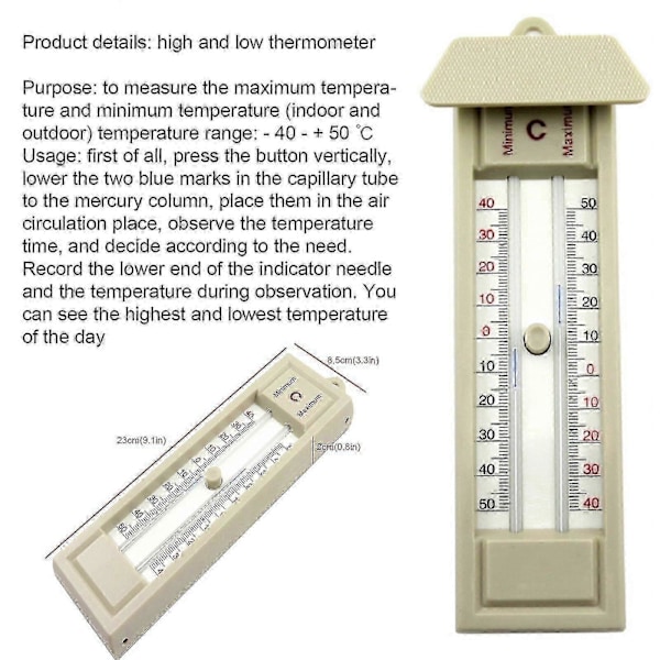 40 Till 50 Växthus Max-min Presstermometer Hemtemperaturövervakningsverktyg Au - JZ