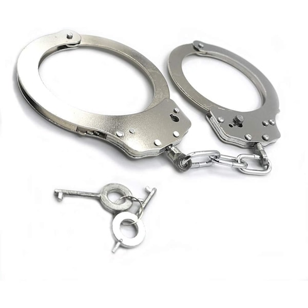 Professional handcuffs (silver), metal handcuffs with keys for children