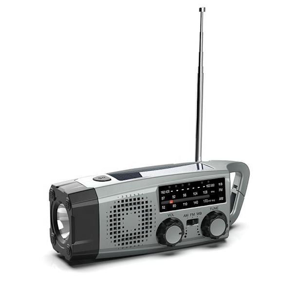 Aurinkoenergialla toimiva radio, taskulamppu ja 2000mAh Powerbank SOS Punainen