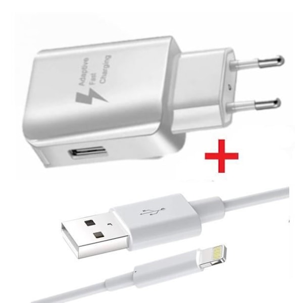 Pakke lader + kabel for Apple iPad Air 2 Rask lader Ultra kraftig og rask NY GENERASJON 3A med LIGHTNING USB-KABEL