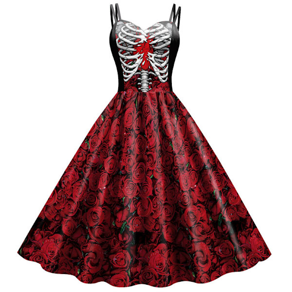 Kvinners Halloween-kjole Vintage Swingkjole Rød Ed XL