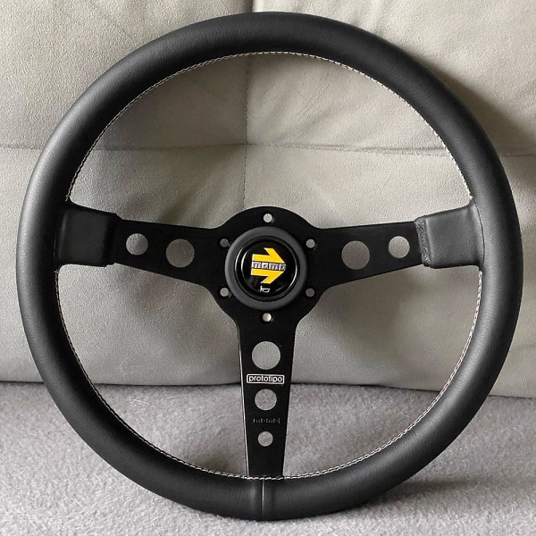 14 Inch/350mm For Momo Prototipo Style Pu Leather Racing Sports Steering Wheel - Steering Wheels & Horns