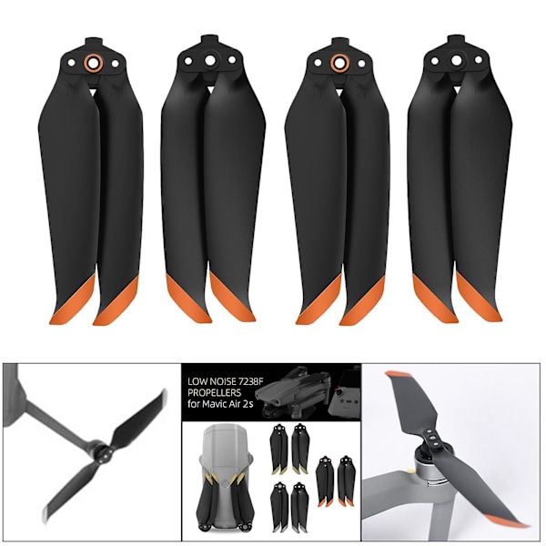 Hiljaiset 7238f potkurit Dji Mavic Air 2s -lennokkiin 2 paria oranssi