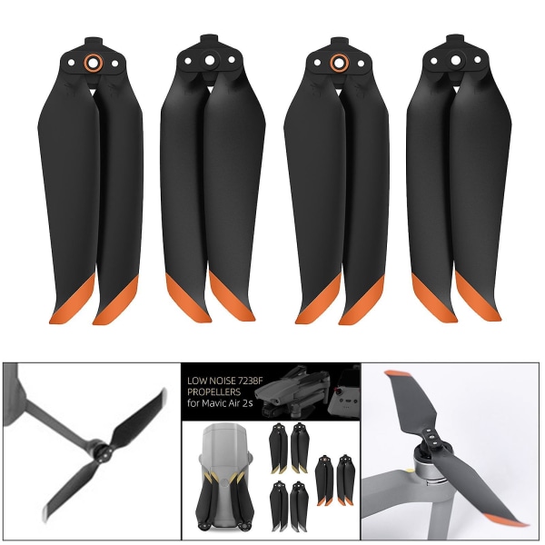 Lavt støj 7238f propeller til Dji Mavic Air 2s drone 2 par orange